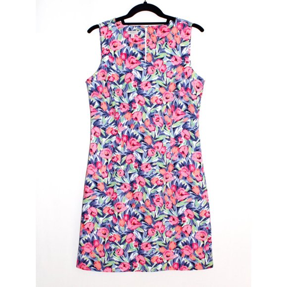 Talbots Dresses & Skirts - Talbots Tulip Floral Split Neck Shift Dress